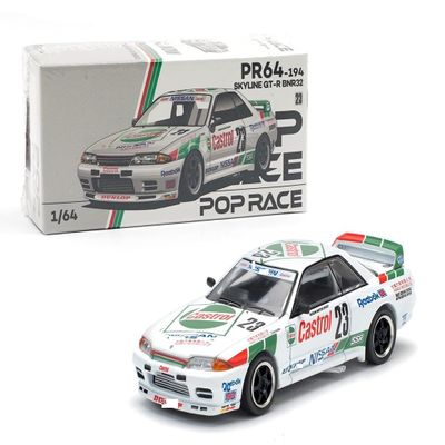 1:64 Diecast Model Car Compatible with Nissan Skyline GT-R BNR32#23 Winner 1990 Macau Guia Race Limited Edition by Pop Race PR640194