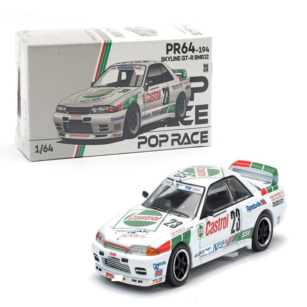 1:64 Diecast Model Car Compatible with Nissan Skyline GT-R BNR32#23 Winner 1990 Macau Guia Race Limited Edition by Pop Race PR640194
