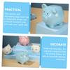 Abaodam Creative Blue Ceramic Piggy Bank for Small Money Pot and Desk Ornament Adorable Coin Container for Boys and Decoration Birthday view 3