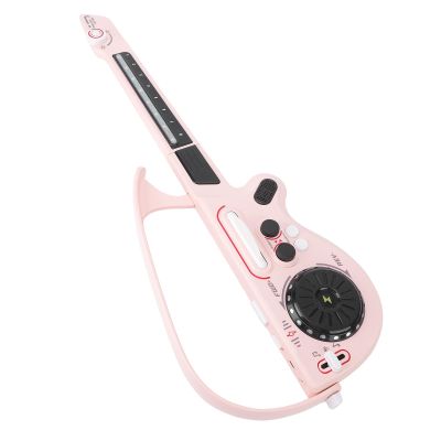 Alomejor Kids Guitar, Foldable Stringless Guitar Toy with Piano Keys, 70cm Lightweight Musical Instrument for Toddlers 3+ Years (Pink)