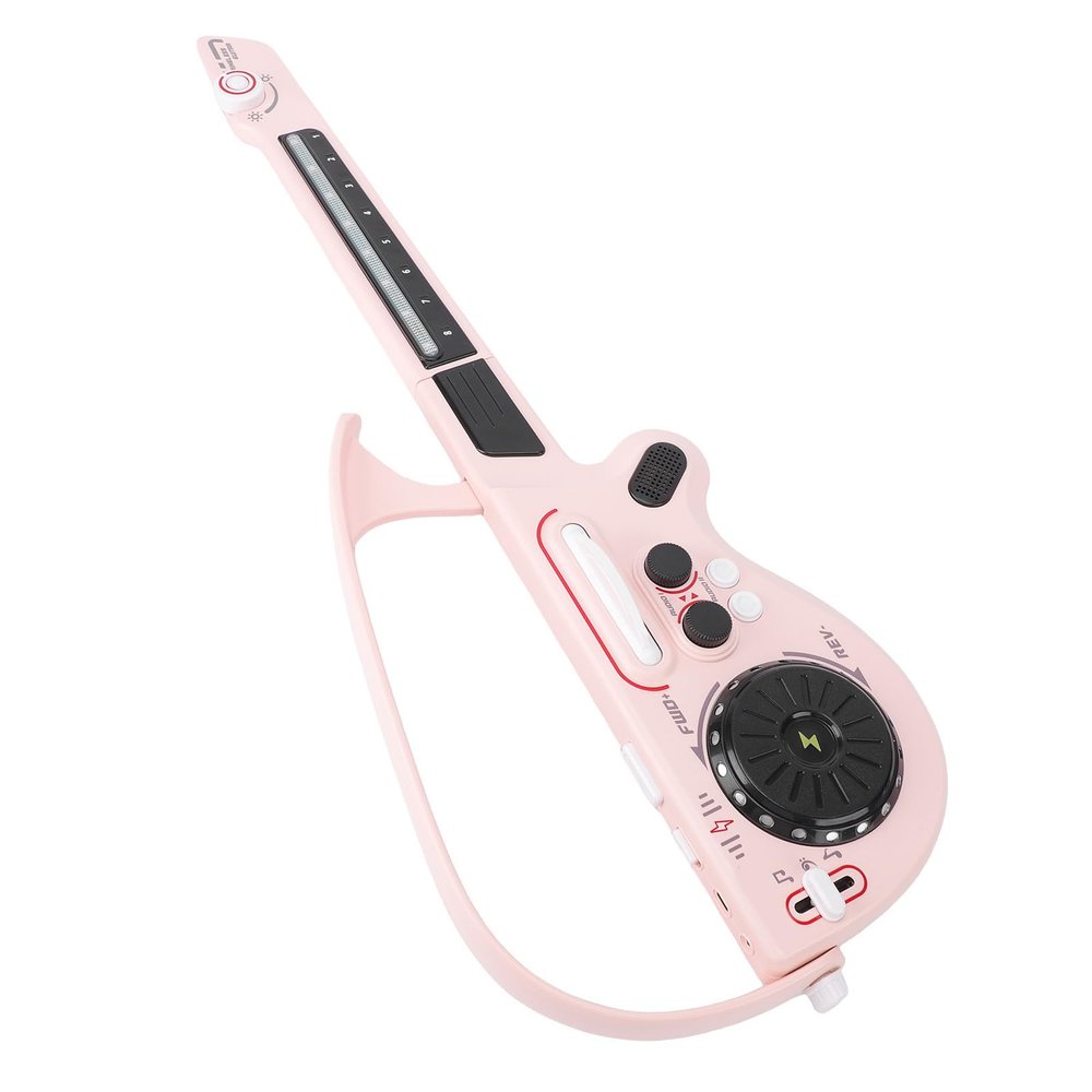 Alomejor Kids Guitar, Foldable Stringless Guitar Toy with Piano Keys, 70cm Lightweight Musical Instrument for Toddlers 3+ Years (Pink)