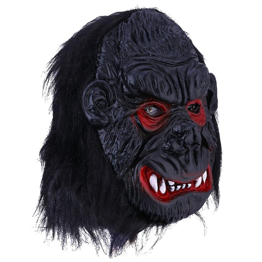 BESPORTBLE Scary Gorilla Head Mask with Teeth Halloween Costume Party Supplies Soft Skin-friendly Full Face Dress-up Mask for Masquerade Carnival Holiday Prom