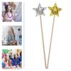 CHICAMPERA 2PCS Star Shape Fairy Wand for Birthday Party Creative Smooth Surface Prop Wands in Silver and Gold for Dress-up Pretend Play and Party Decorations view 3