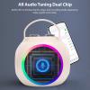 Fockety Mini Karaoke Machine for Kids Adults, Portable Bluetooth Speaker with 2 Wireless Microphones and Colorful LED Lights, Birthday Gifts for Girls Boys Family Home Party (White) view 3