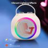 Fockety Mini Karaoke Machine for Kids Adults, Portable Bluetooth Speaker with 2 Wireless Microphones and Colorful LED Lights, Birthday Gifts for Girls Boys Family Home Party (White) view 4