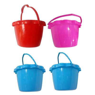Wakauto 4 Pcs Beach Sand Buckets Portable Sand with Comfortable Handles Plastic Pails for Outdoor Seaside Play and Backyard Fun Random Color