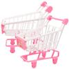 Beaupretty 2pcs Miniature Shopping Cart for Ages Pretend Play Grocery Cart in Promotes Hand-Eye Coordination and Interaction for Role Play and Desk Storage view 1