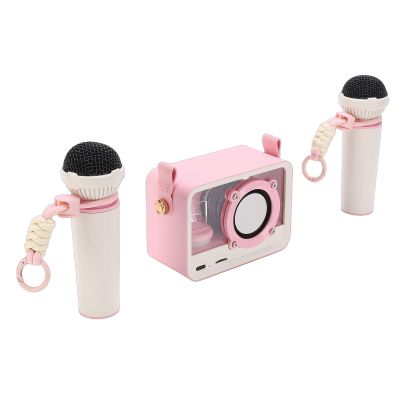 Luocute Mini Karaoke Machine, Portable Speaker with 2 Wireless Microphones and Hanging Strap, for Kids Adults Home Party Outdoor Adventures Birthday Gifts (Pink)