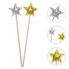 Alasum 2PCS Star Shape Fairy Wands for Birthday Party Dress-up Silver Gold Glitter Wands for Role Play and Costume Accessories view 2