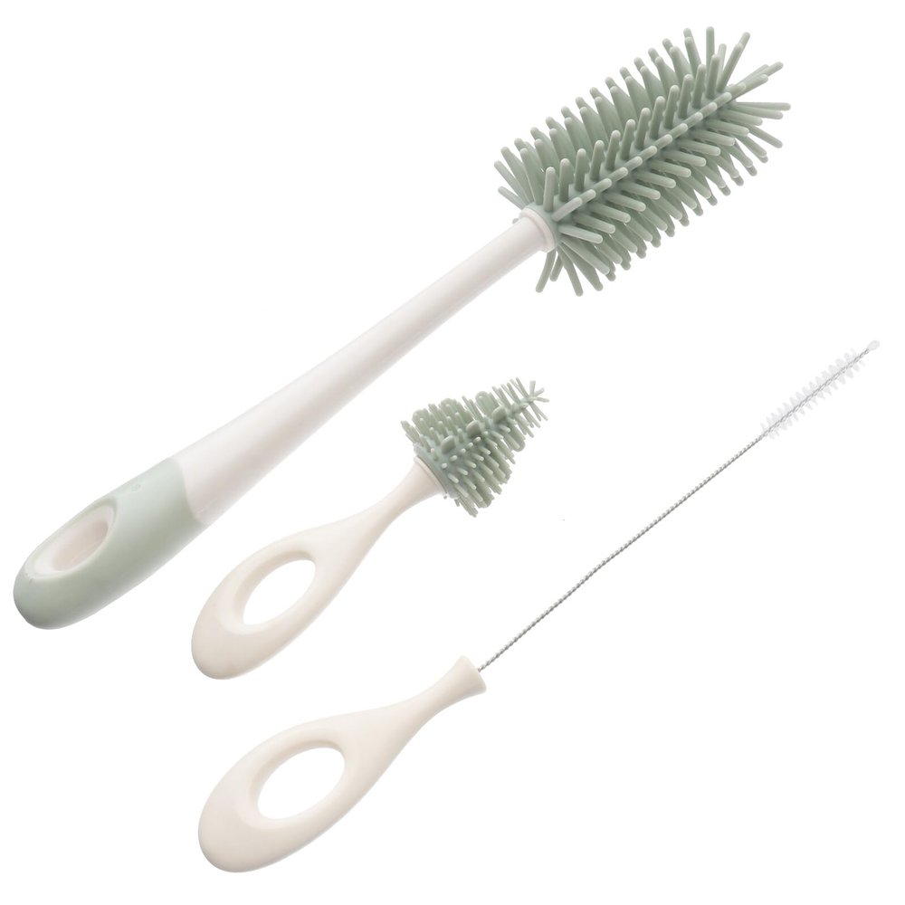 Silicone Milk Bottle Brush Set with Long Handle and 360 Rotation