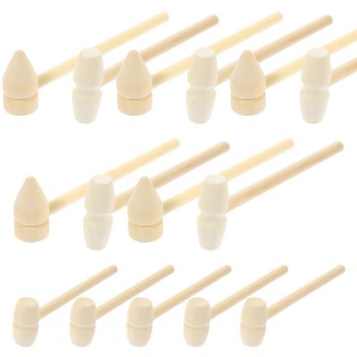 CIYODO 15pcs Mini Wooden Mallets for Small Smooth Handheld Hammers for Educational Play Muscle Development DIY Crafting and Home Decoration Safe Polished Surface