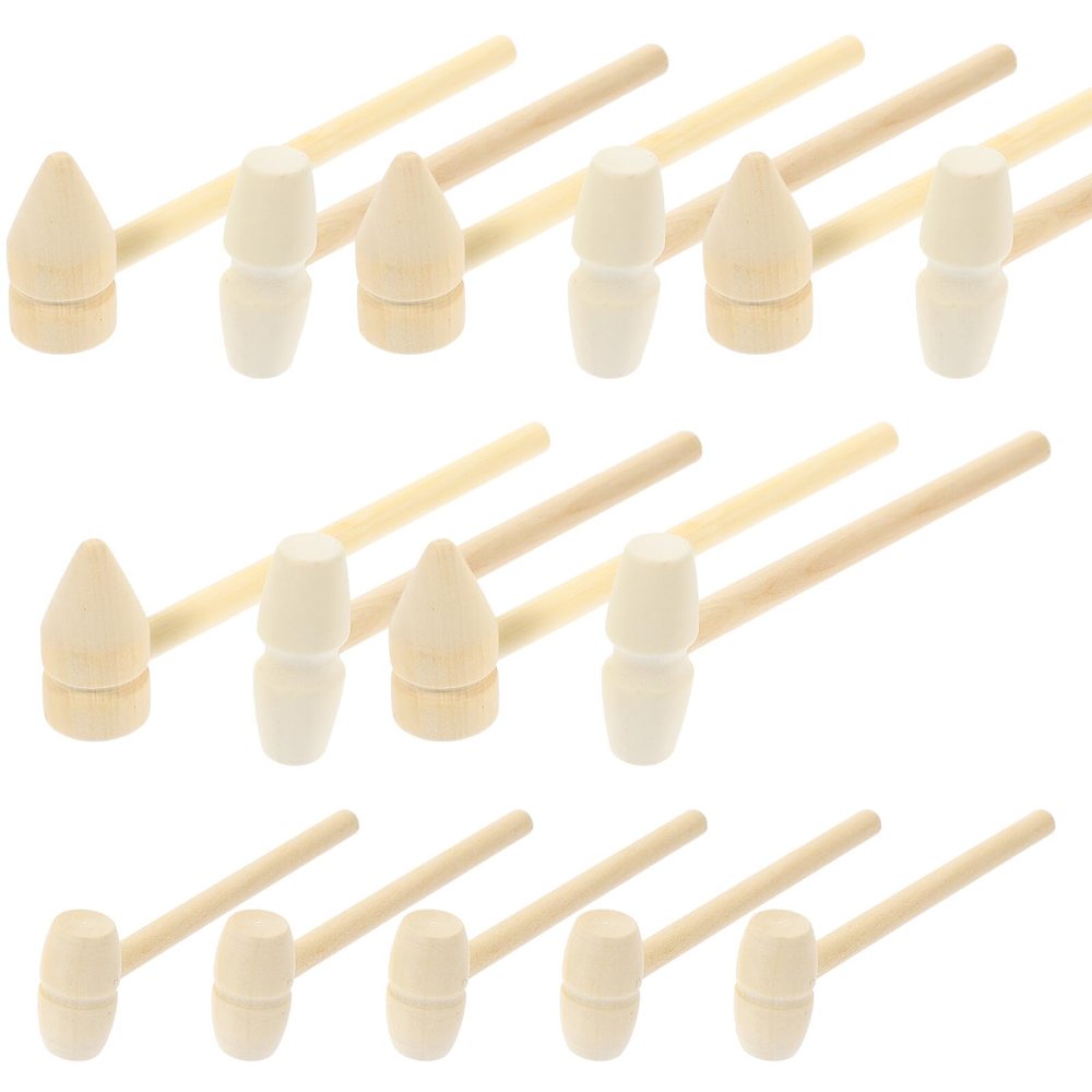 CIYODO 15pcs Mini Wooden Mallets for Small Smooth Handheld Hammers for Educational Play Muscle Development DIY Crafting and Home Decoration Safe Polished Surface