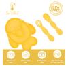 Baby Silicone Feeder Set, BabyX 3-pcs Golden-Fish-themed Baby Plate with Suction, Spoon and Fork for Babies Toddler Kids, BPA-Free, Baby Utensils Feeding Supplies, Microwave and Dishwasher Safe view 3