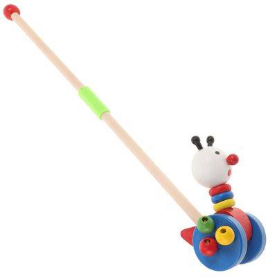 BESTonZON Wooden Push with Handle Cute Animal Design Walking Cart for Boys and Walker Encouraging Motor Skills Development and Fun Learning