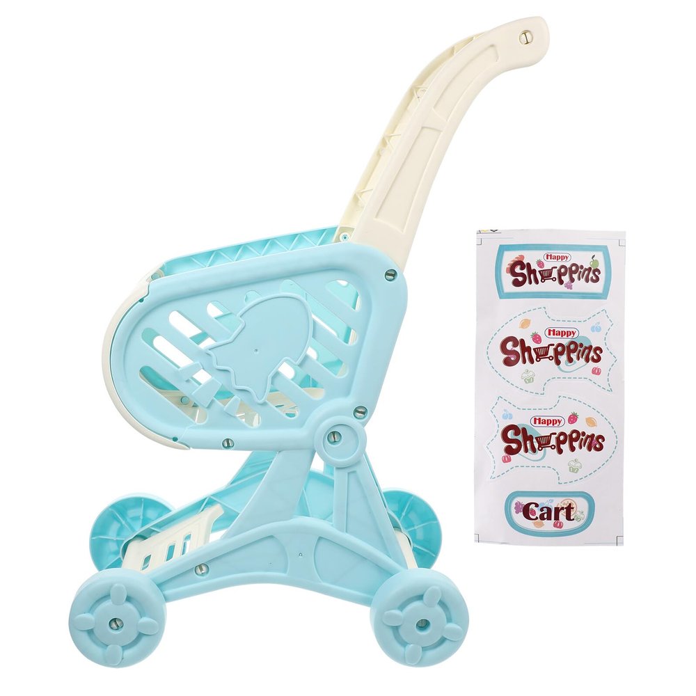 ToysCentral Basics Simulated Supermarket Shopping Cart for Trolley with Easy-Grip Handle and Smooth Wheels for Boys Pretend Play Grocery Store Role-Playing