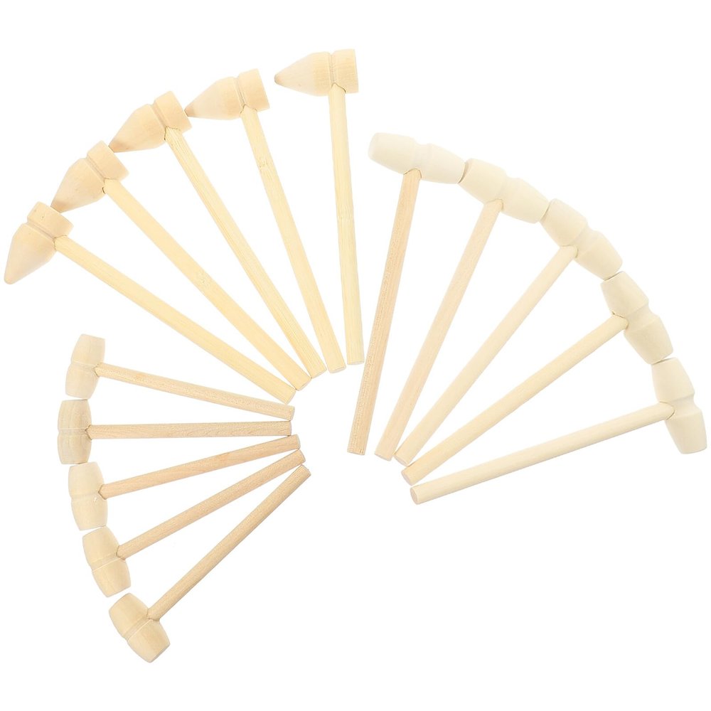 BESPORTBLE 15pcs Wooden Mallets Mini Wooden Hammers for Boys and Smooth Polished Surface Educational for DIY Crafting and Play