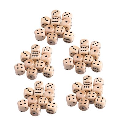 BESPORTBLE 50pcs Wooden Dice Set Rounded Corner Solid Wood Game Dice for Board Games Math Learning Party Favor Supplies Engraved Numbers Safe Smooth Edges