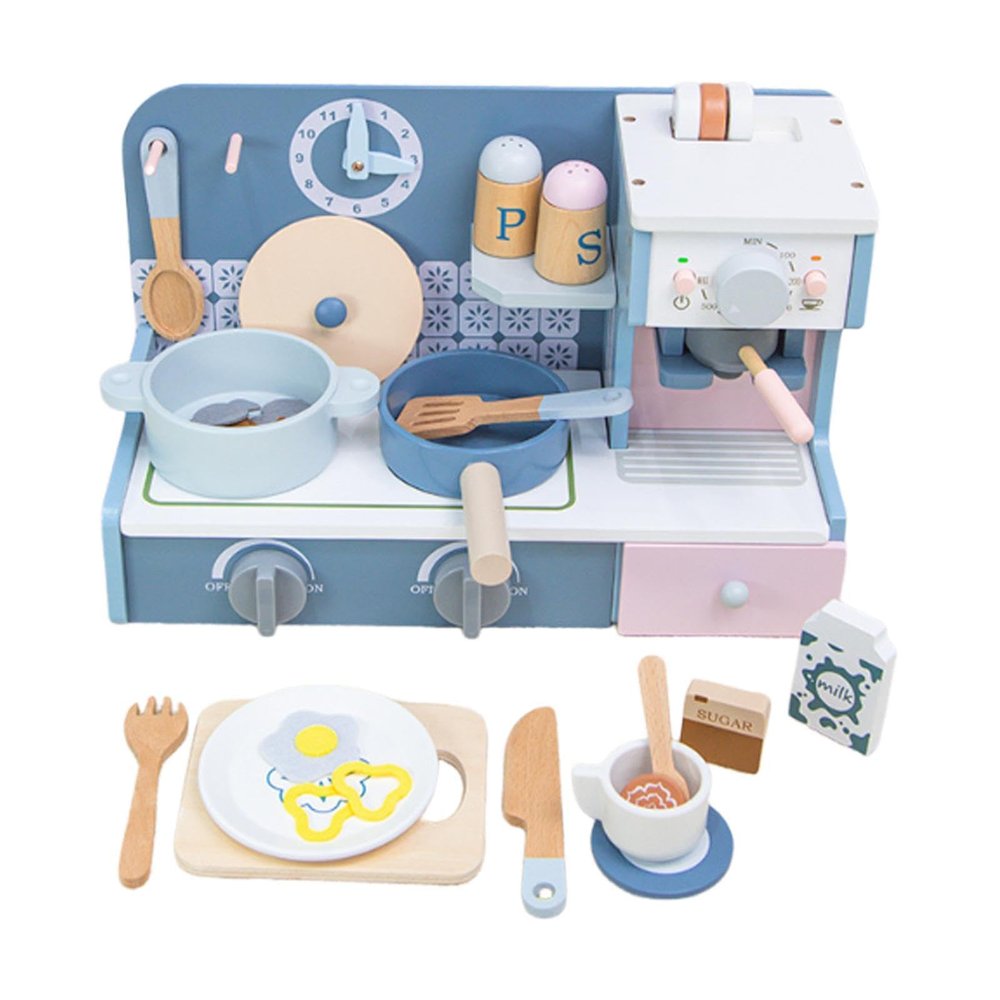 Bffcnl Wooden Kithen and Cooking Play Set Kitchen Toy Playset for Gifts