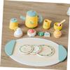Kisangel Wooden Tea Set Play Kitchen Accessories Miniature House Tableware DIY Tea Set Decor Pretend Play Enhances Coordination and Social Skills view 3