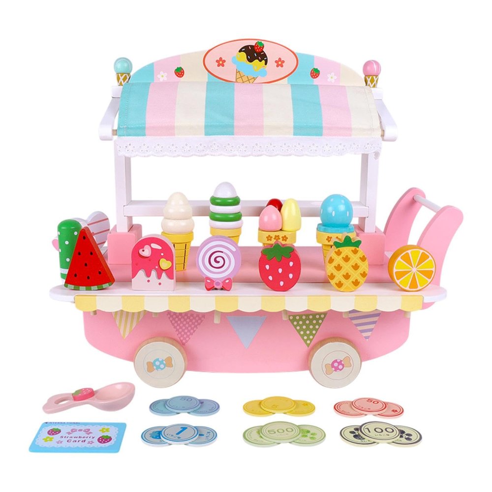 Bffcnl Ice Cream Cart, Ice Cream Counter Role Play, Sweet Treat Cart, Simulation Food Toys, Ice Cream