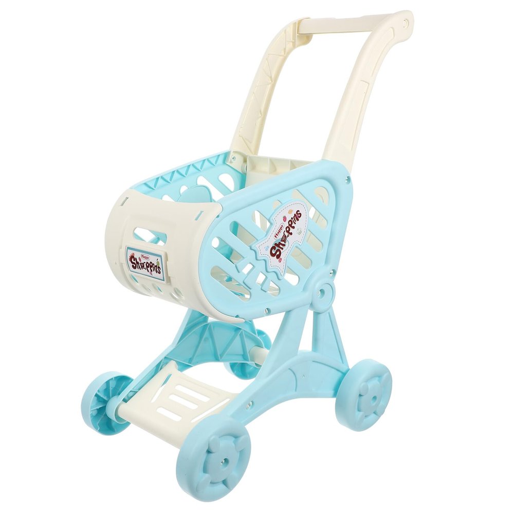 HONITANO Simulated Playing Shopping Cart with Wheels Easy-Grip Handle for Boys Pretend Play Supermarket Trolley for Independence Cultivation