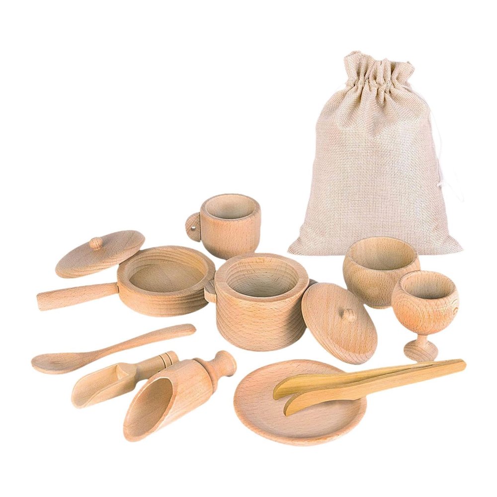 Bffcnl Wooden Pretend Afternoon Tea Set for Kids Ages 3 4 5 Years Old Boys Girls