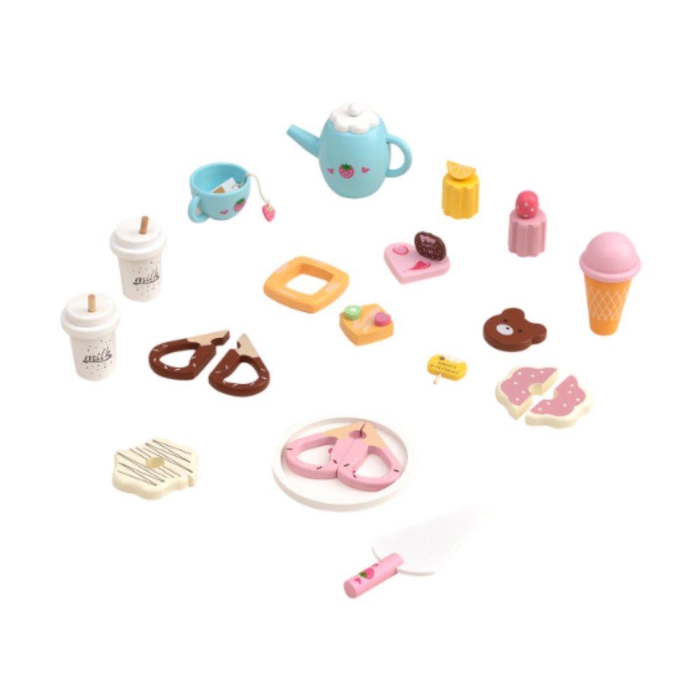 Bffcnl Kids Tea Party Set Role Playing Educational Tea Time Toys Cupcakes Cookies