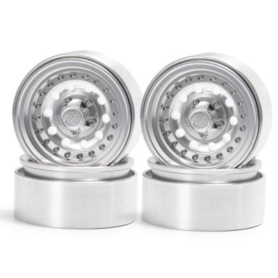 RC Beadlock Wheels For Axial For SCX10 90046 D90 D110 CC01 For TRX4 1/10 4PCS Metal 1.9 Beadlock Wheel Hub Rim RC Car Crawler Upgrade Parts(Silver)