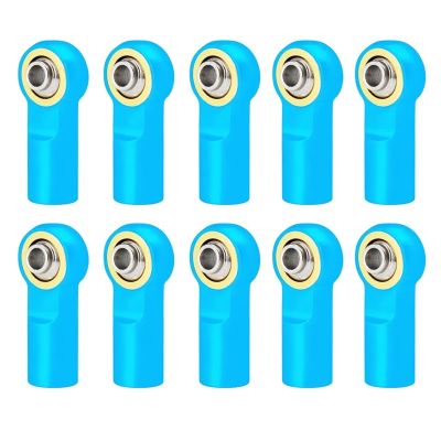 10Pcs Metal M3 Aluminum Link Rod Tie Rod End Ball Joint for AXIAL Sfor Tamiya RC Car Track Car confident(Blue)