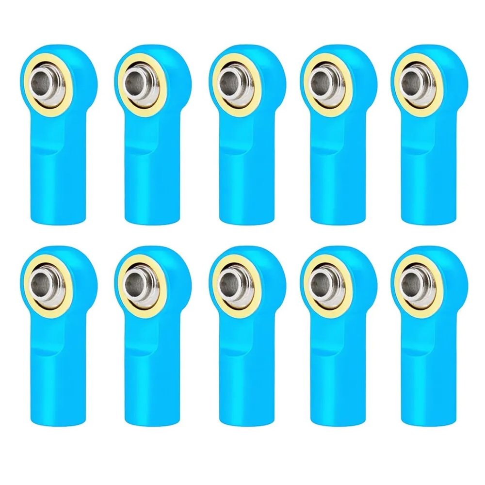 10Pcs Metal M3 Aluminum Link Rod Tie Rod End Ball Joint for AXIAL Sfor Tamiya RC Car Track Car confident(Blue)