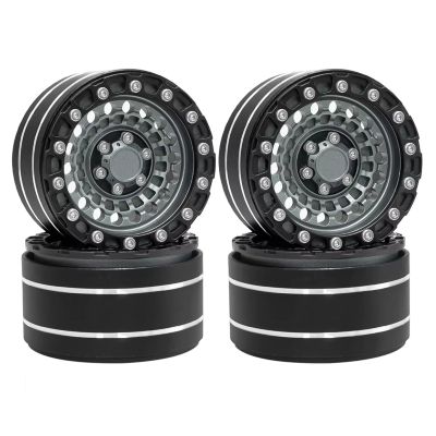 RC Crawlers Wheel Hub For Axial For SCX10 II III For Traxxas For TRX4 For TRX6 For MJX 1/10 4Pcs 1.9Inch 12mm Metal Alloy Wheels RC Car Parts(Gray)