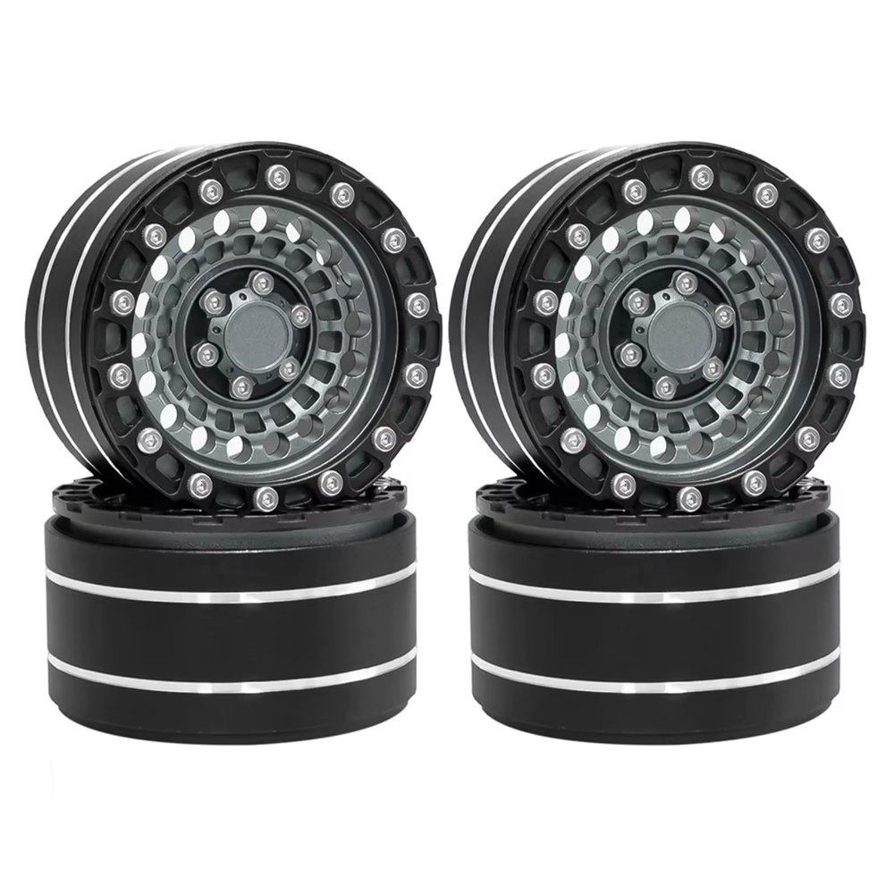 RC Crawlers Wheel Hub For Axial For SCX10 II III For Traxxas For TRX4 For TRX6 For MJX 1/10 4Pcs 1.9Inch 12mm Metal Alloy Wheels RC Car Parts(Gray)