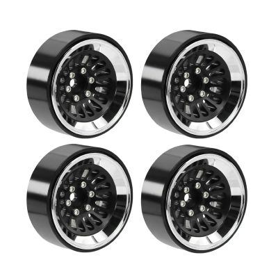 RC Beadlock Wheels For Axial For SCX24 For TRX4M 1/18 CNC Aluminium 1.3 Inch Colorful Lock Tire Wheel Hub RC Car Upgrade Replacements Parts(Black)