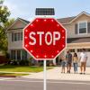 2025 Solar-Powered Flashing Stop Sign with 24Leds | High-Intensity Reflective from 0.5 Miles | Weather-Resistant Solar Aluminum Traffic Road Warning Sign 80cm/31.5in view 1