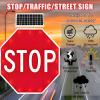2025 Solar-Powered Flashing Stop Sign with 24Leds | High-Intensity Reflective from 0.5 Miles | Weather-Resistant Solar Aluminum Traffic Road Warning Sign 80cm/31.5in view 4