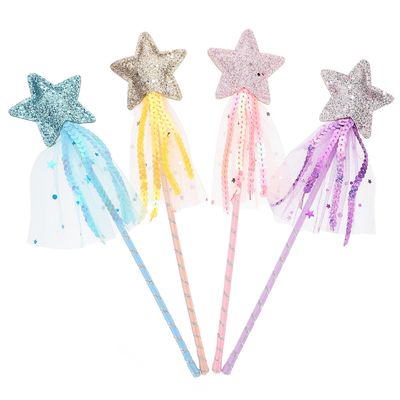 GALPADA 4pcs DIY Fairy Wand for Star Wands in Purple Blue Gold Pink Creative Dress-up for Birthday Parties Halloween and Stage Performances