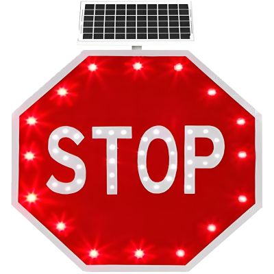 2025 Pro Solar led Stop Sign with 24 LEDs | 2500ft Visibility & 5-Day Backup | Weatherproof Aluminum Traffic Flashing Safety stop Signs for Roads, Schools,Community 60cm/23.6in