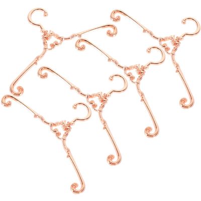 Milisten 5Pcs Rose Gold Mini Metal Doll Clothes Hangers Lifelike Tiny Dress Hanging Racks for Dollhouse Furniture Safe Smooth Surface Organizer for Doll Dresses