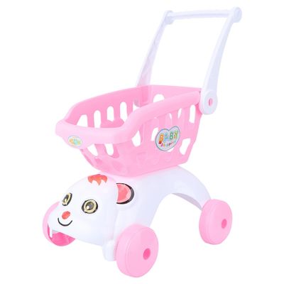 Wakauto Mini Shopping Cart with Wheels Simulation Supermarket Trolley for Boys and Role Play Push Car for Motor Skills Imaginative Play and Vocabulary Development