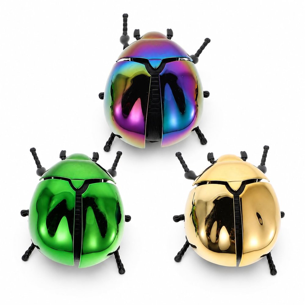 DECHOUS 3pcs Realistic Wind-up Beetle for Head and Tail Movement Lifelike Simulation Insect Figures for Educational Play Halloween and April Fool's Day Decorations Interactive Mechanical