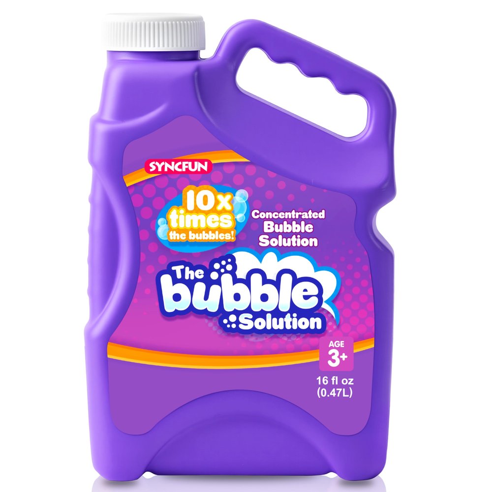 SYNCFUN 16 oz Bubble Solution Refills(Up to 1.25 Gallons), Concentrated Solution for Bubble Machine, Wands, Blower, Easter, Outdoors Activity-Purple