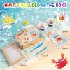 DIY Picture Frame Clay Art Kit for Kids - Beach Theme Air Dry Clay Set with Wooden Frame, Tools & Tutorial Cards, Creative Arts and Crafts Gift Set for Children Ages 3+ view 2