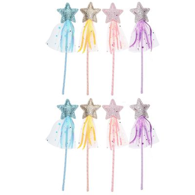 Kisangel 8pcs Magical Fairy Wands for Craft Star Design Solid Sturdy Build Develops Coordination and Imagination