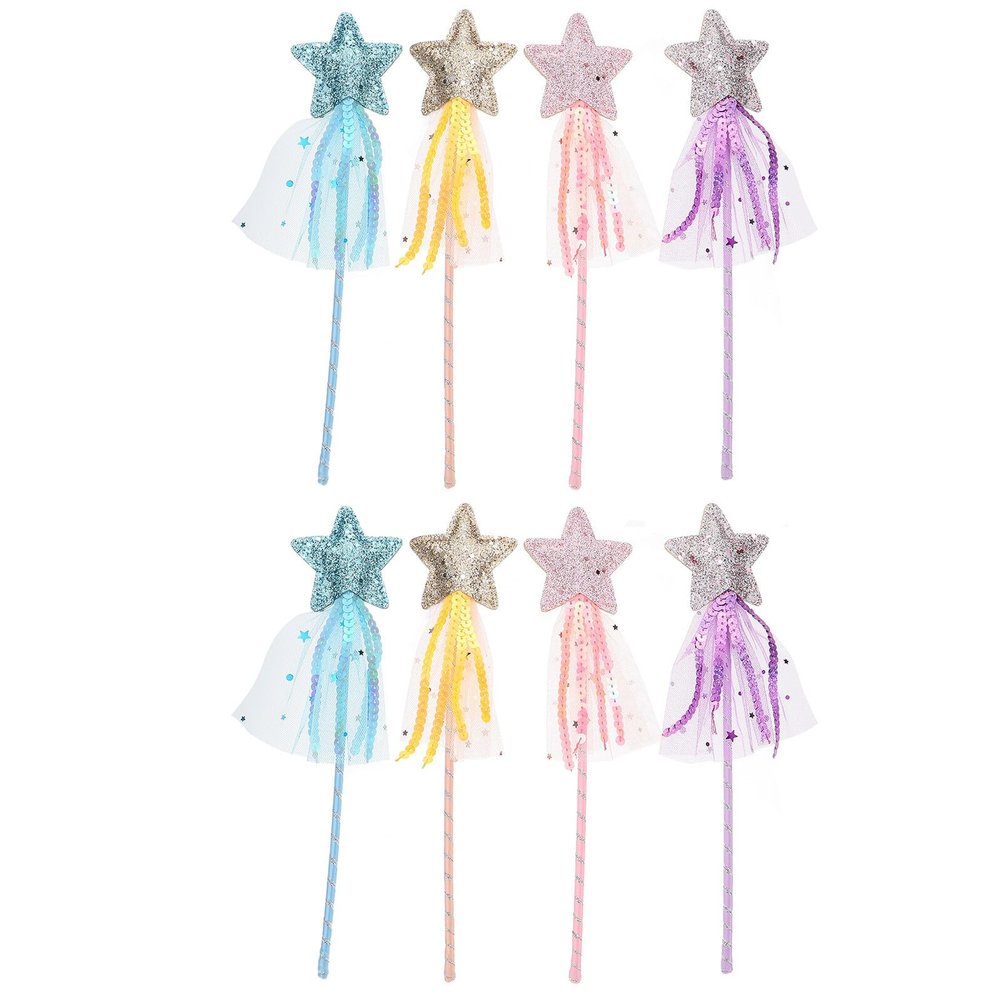 Kisangel 8pcs Magical Fairy Wands for Craft Star Design Solid Sturdy Build Develops Coordination and Imagination