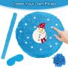 Adecortalk Blue Round Blank Pinata Circle Folding Pinata with Bat Stick Blindfold Confetti for Kids Birthday Wedding Celebration Baby Shower Carnival Party Supplies,13 x 13 x 3.15 Inches view 4