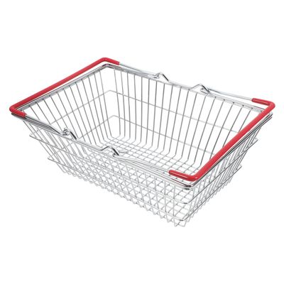 HAPINARY Mini Iron Shopping Basket with Handles Tiny Organizer Bin for Classroom Storage Grocery Cart for Boys and Compact Crimson Container for Fruits Snacks and Veggies