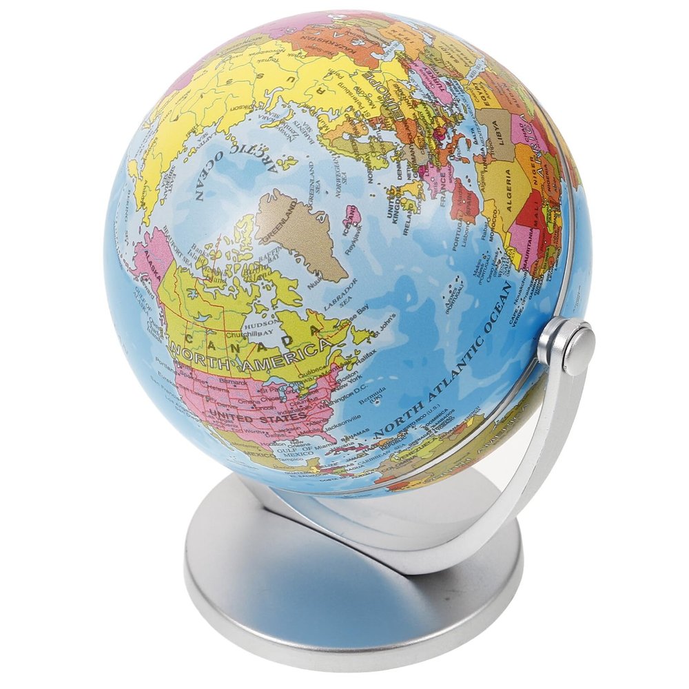 ABOOFAN Rotating World Globe with Stand for Adults Educational Decorative Tellurian Ball Smooth Spin Geography Globe for Classroom Home Office Desk Ornament Blue Tabletop Decor