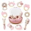 Baby Toys 0-6 Months, Baby Rattles, Teething Toys 3-6 Months, Infant Toys 6-12 Months, 10PCS Pink Sensory Rattles & Teethers with Storage Box, Newborn Shower Gift Girl view 1