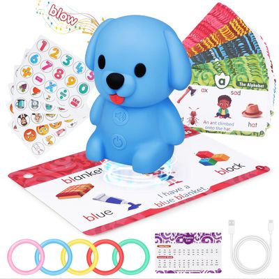 Humzo Phonics Talking Flash Cards with Reader Dog, Learn to Read with 148 Pages, 148 Sentences, 592 Words & 90 Stickers, Toddler Education Learning Toys for Kids Ages 3-8 Kindergarten 1st 2nd Grade