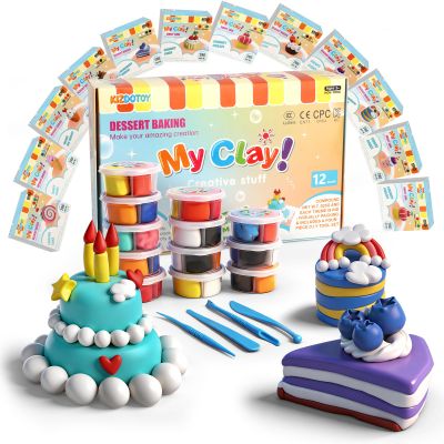 Air Dry Clay for Kids, 12 Sweet Treat Dessert Tutorials, Modeling Clay Kit with Tools, Soft Non Sticky Clay, Kids Arts and Crafts Activity Set Ages 3+, Home Classroom